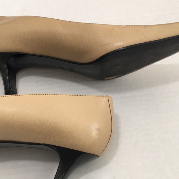 Gucci Beige Stilettos Italy Made Heel Leather Pumps Size 37C - Picture 9 of 11